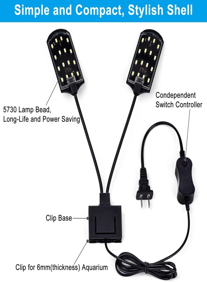 WEAVERBIRD Double Head Aquarium Fish Tank Light 15W 32 LED Aquarium Planted Clip Lamp 1600LM White LED Lighting for 8-15 Inch Fish Tank - Image 4